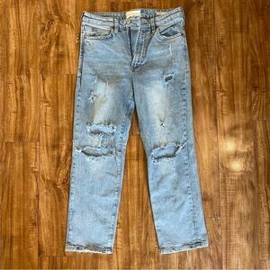 DEAR JOHN Women’s Frankie Straight Super High Rise Distressed Blue Jean Size 28